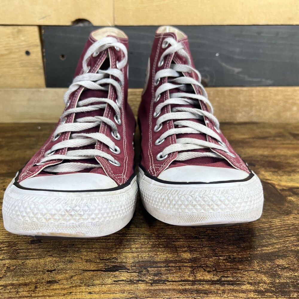 Vintage Converse All Star High Top Sneakers Maroon Burgundy M11 W13 - Picture 9 of 16